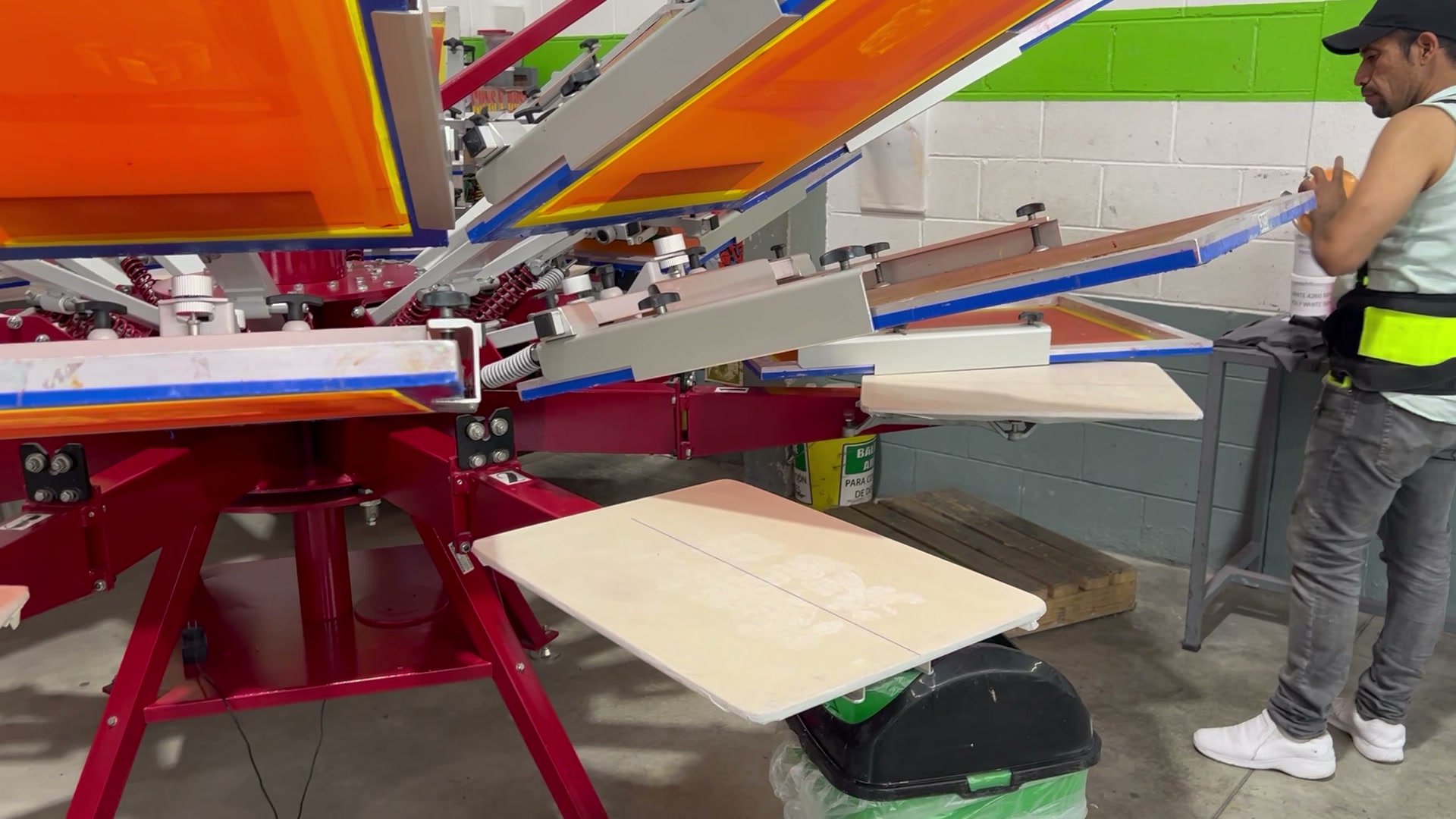 Manual rotary screen printing press
